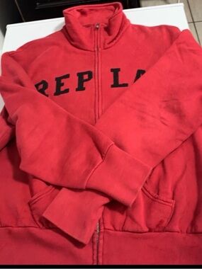REPLAY Red Kids Zip-Up Puffer Jacket with Logo